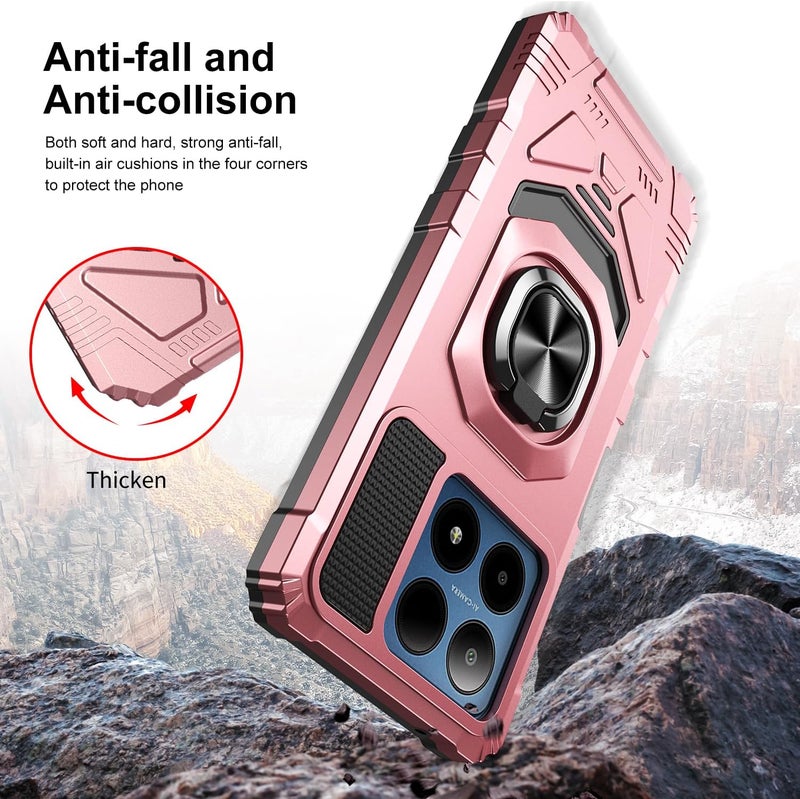 Mocotto for Boost Summit 5G Phone Case with Tempered Glass Screen Protector,Military Grade Heavy Duty Shockproof Protective Cover,with Ring Kickstand (Boost Summit 5G,Rose Gold) - Image 4